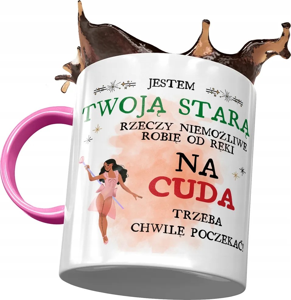 Rózsaszín Bögre A Réginek Várni Kell Nyomtatott Fotóval