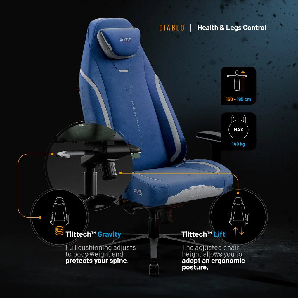 Gamer szék kék Normal Size: Diablo X-Eye Prime Meta Ocean