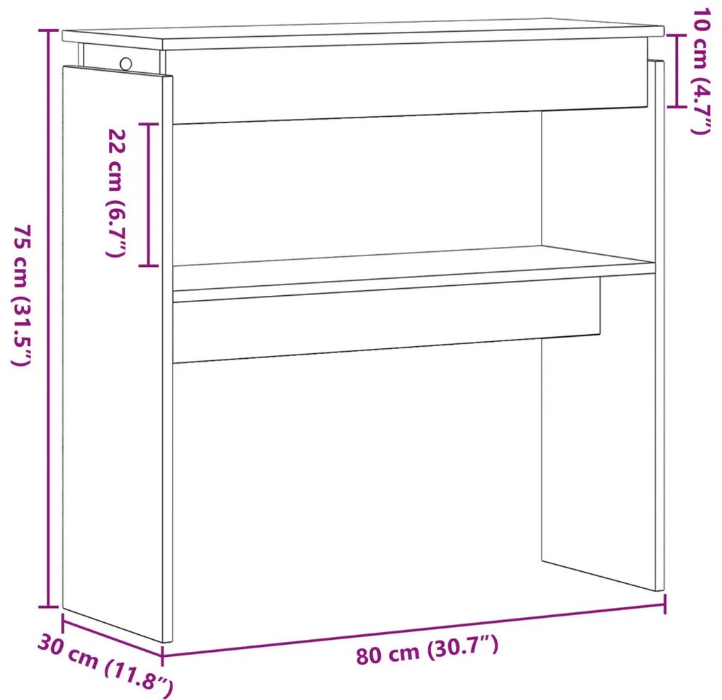 Fekete Tölgy Konzolasztal 80x30x80 cm Mérnöki Fa