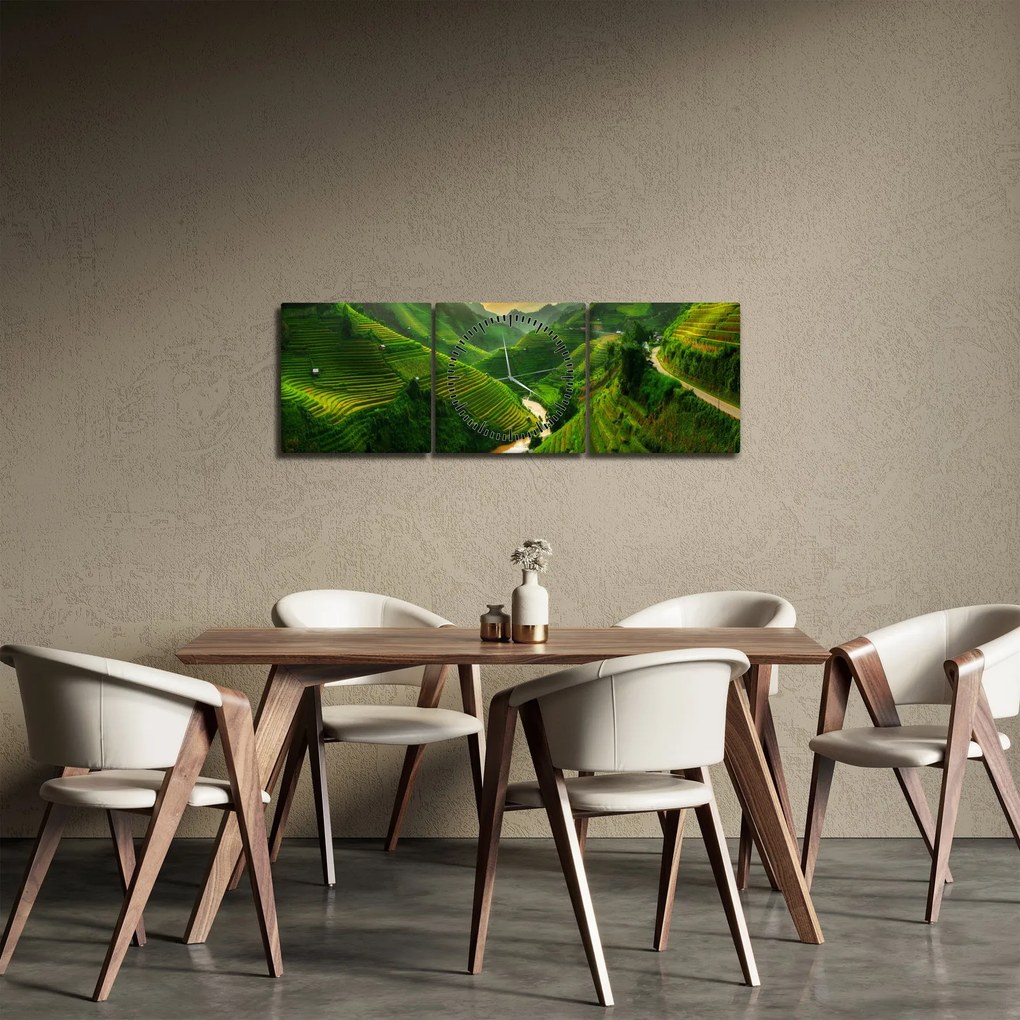 Kép - Mu Cang Chai rizsteraszok (órával) (90x30 cm)