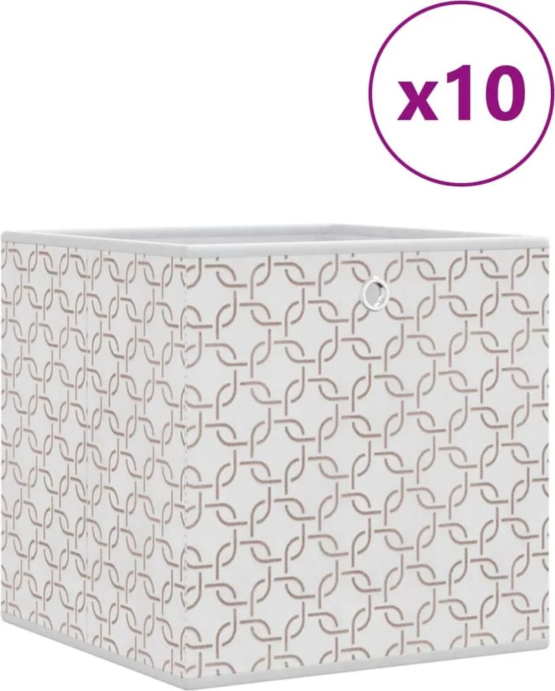 vidaXL 10db krém nem szőtt szövet összecsukható tárolódoboz 32x32x32cm
