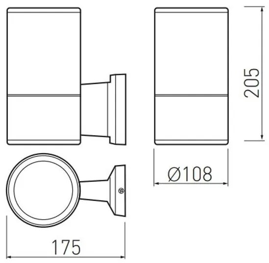 Lámpa Fali lámpa BALEO MINI, 1 irányú, GU10, 118*65*115, IP 54 (Ø63mm)