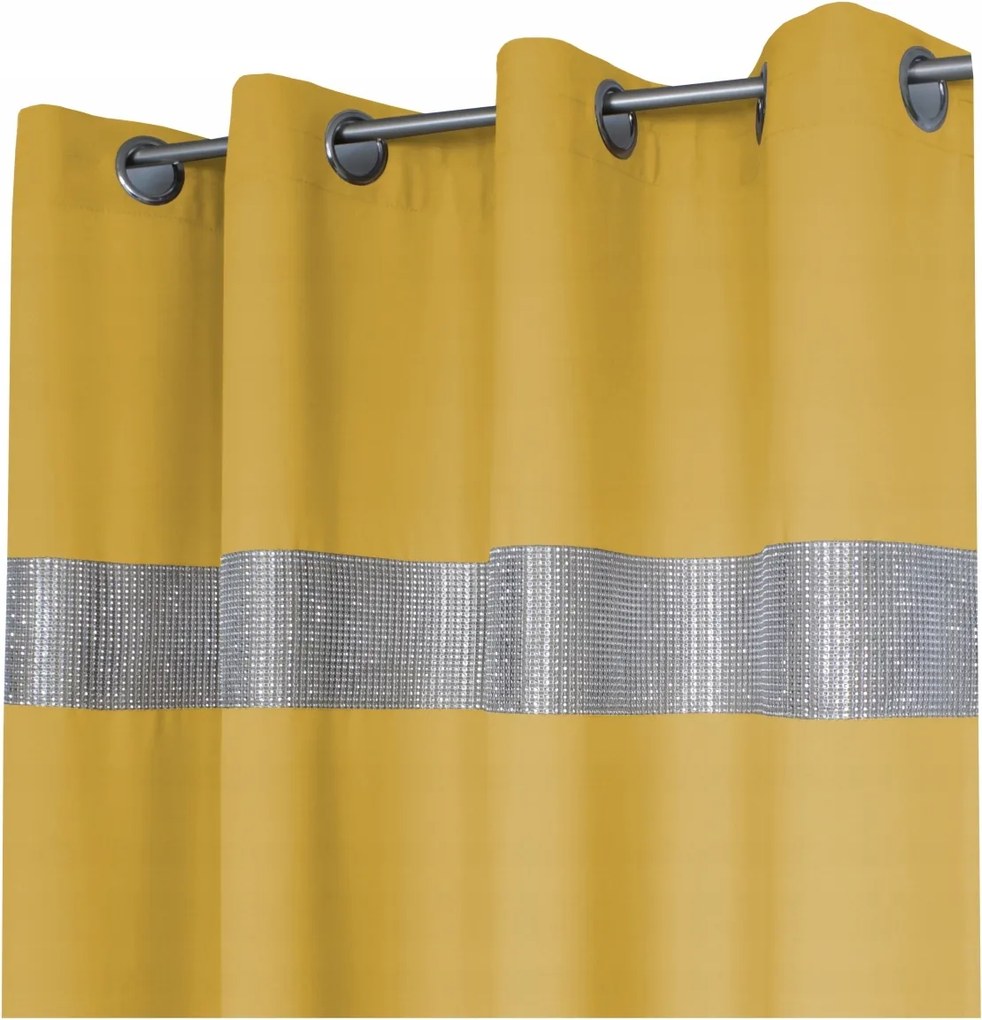 Függöny Kész Panama Strasszos Átvezető Függöny 145x250 Világos Sárga