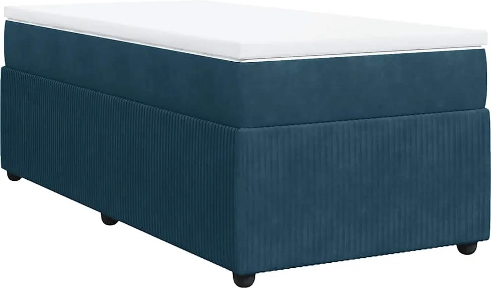 vidaXL sötétkék bársony rugós ágy matraccal 90x190 cm