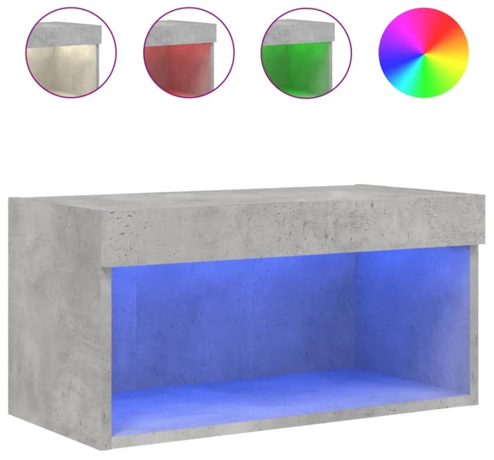 betonszürke TV-szekrény LED-világítással 60 x 30 x 30 cm