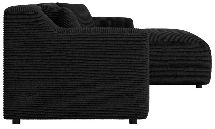 Fekete kordbársony sarokkanapé (jobb oldali-heverő résszel) Martin – Ropez