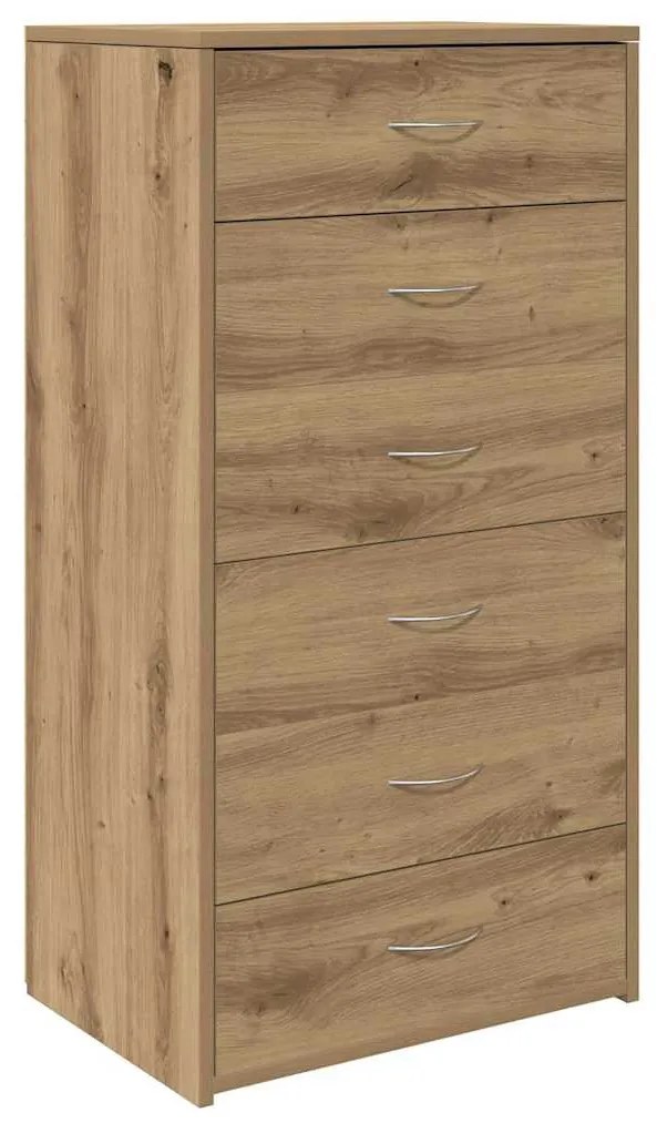 tálalószekrény 6 fiókkal Kézműves tölgy 50x34x96 cm műszaki fa