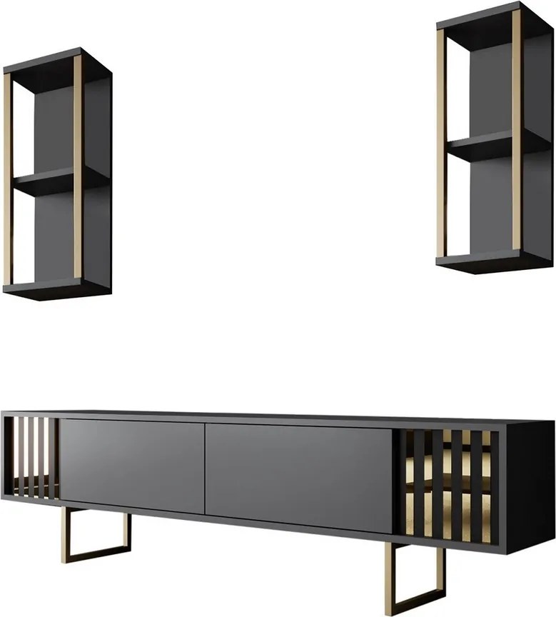 Tévés szekrény polcokkal Linie Anthracite and Gold