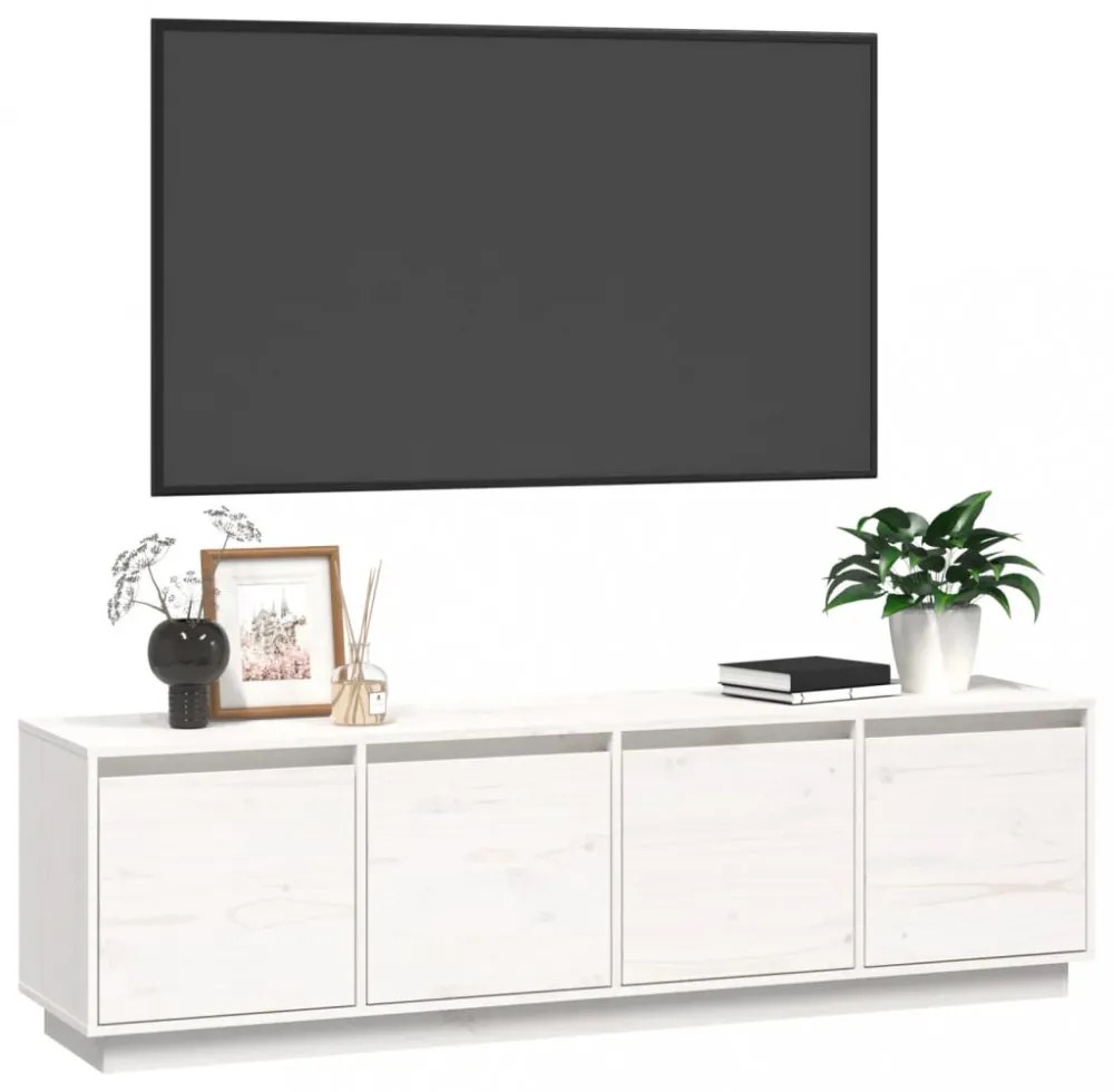 fehér tömör fenyőfa TV-szekrény 156 x 37 x 45 cm