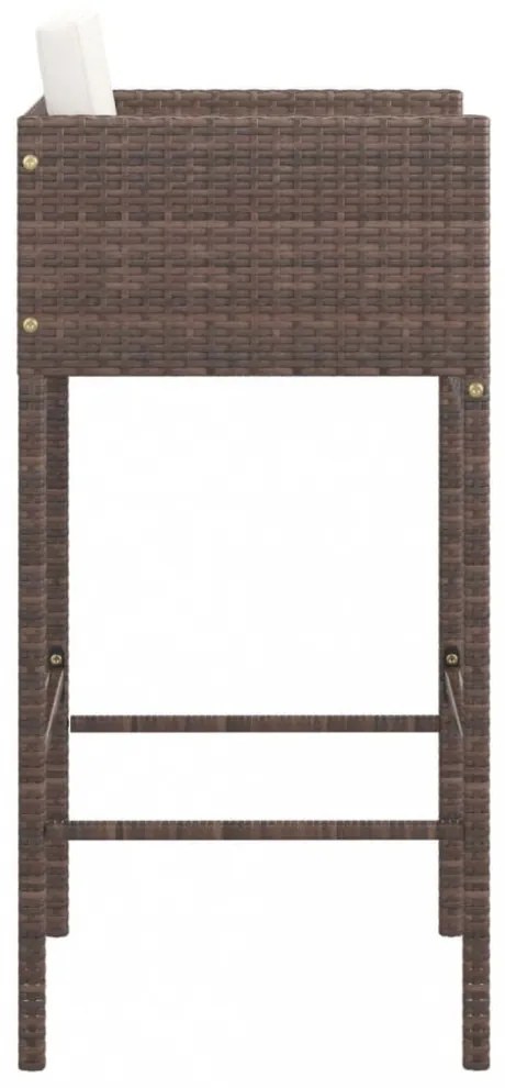4 db barna polyrattan bárszék párnákkal