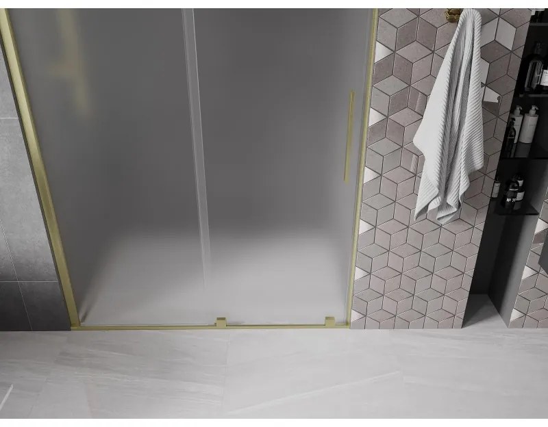 Mexen Velar, tolózuhanyajtó nyitáshoz 150 cm, 8 mm-es matt üveg, arany matt, 871-150-000-31-55