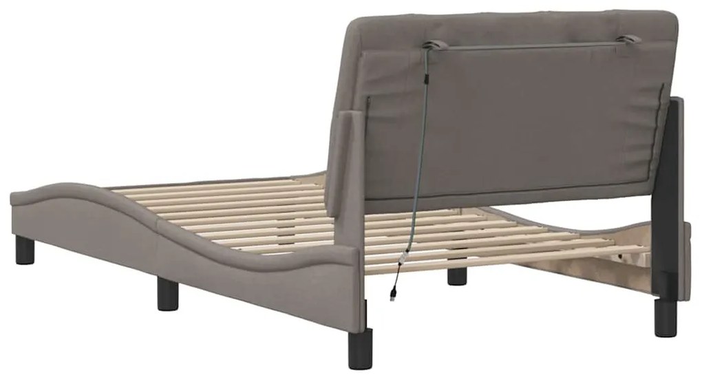 tópszínű szövet ágykeret LED-ekkel matrac nélkül 100x200 cm