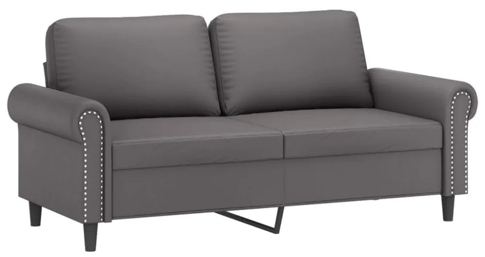 vidaXL 2 személyes szürke műbőr kanapé díszpárnákkal 140 cm