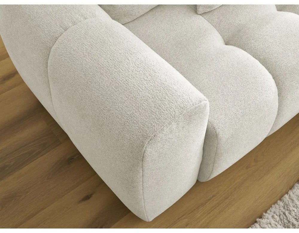 Fehér zsenília kinyitható-tárolóhelyes sarokkanapé (jobb oldali-heverő résszel) Roxelane – Bobochic Paris