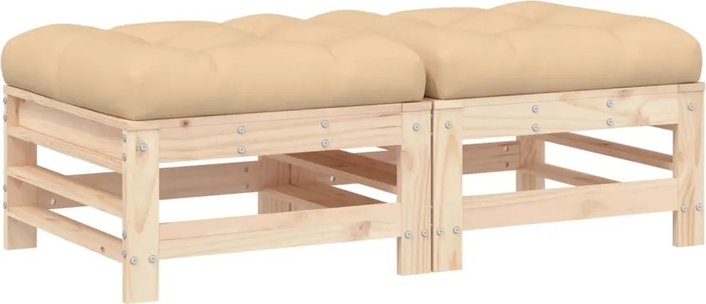 vidaXL 2 db tömör fenyőfa kerti lábzsámoly párnával