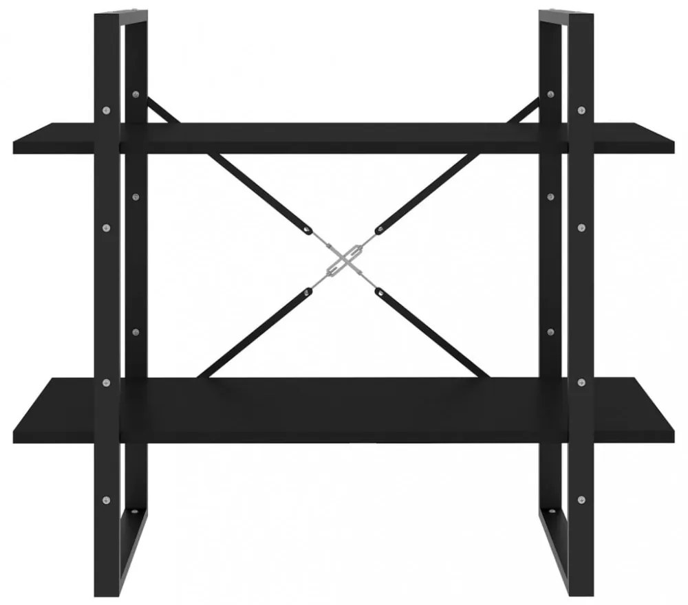 2-szintes fekete szerelt fa könyvszekrény 80 x 30 x 70 cm