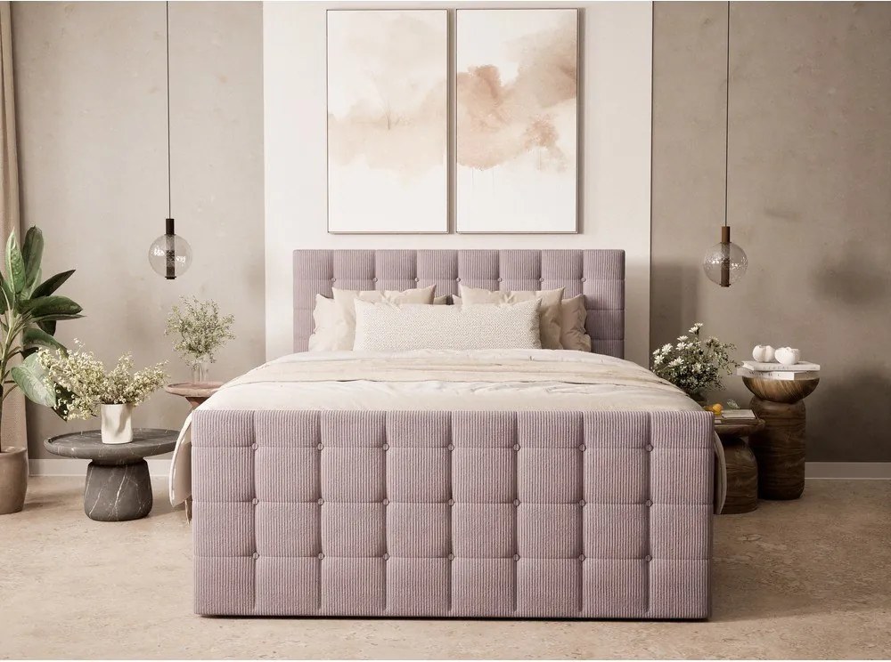 Lila ágyneműtartós boxspring ágy 160x200 cm Tasca – Maison de Rêve