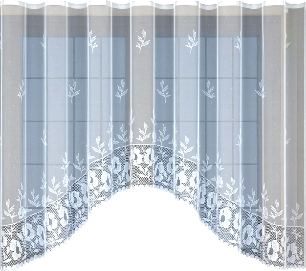 Függöny kész jacquard íves kivágott szalag mintával 160x300 cm fehér