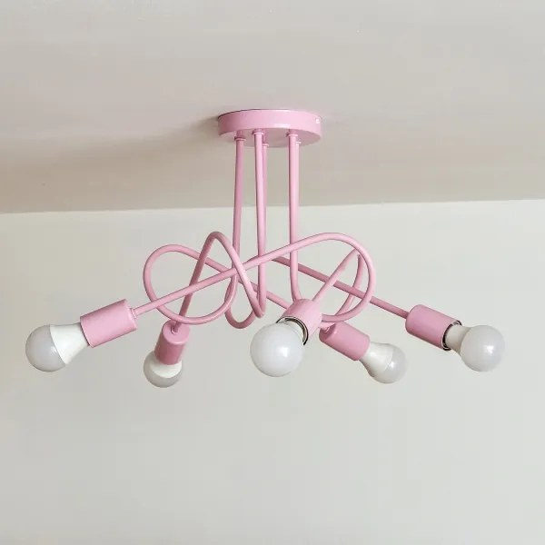 Felületre szerelhető csillár OXFORD 5xE27/15W/230V rózsaszín