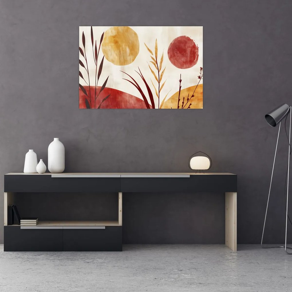 Kép - Növények és körök (90x60 cm)