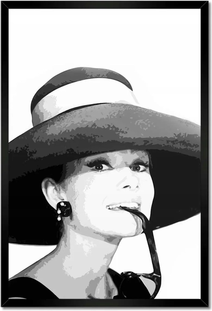 Poszterek keretben 40x60 Hepburn kalapban