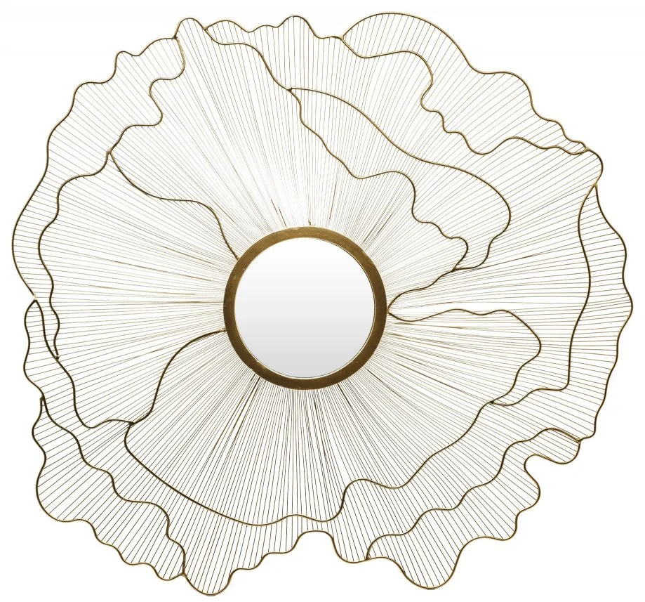 Kör alakú design fali tükör sűrű organikus arany küllőkkel keretezve 80x77x1cm