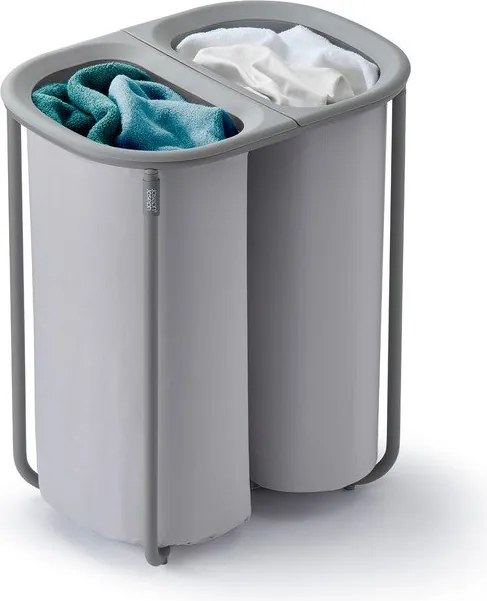 Világosszürke textil szennyeskosár 2x40 l Duo – Joseph Joseph