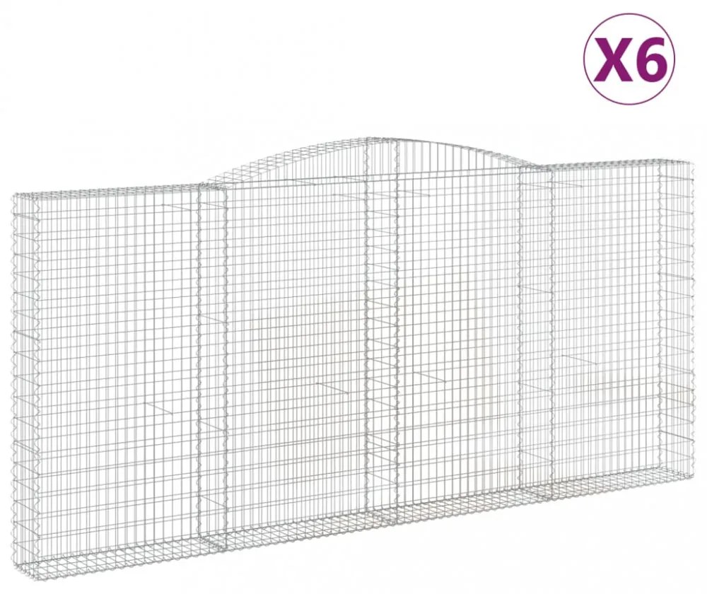 6 db íves horganyzott vas gabion kosár 400x30x180/200 cm