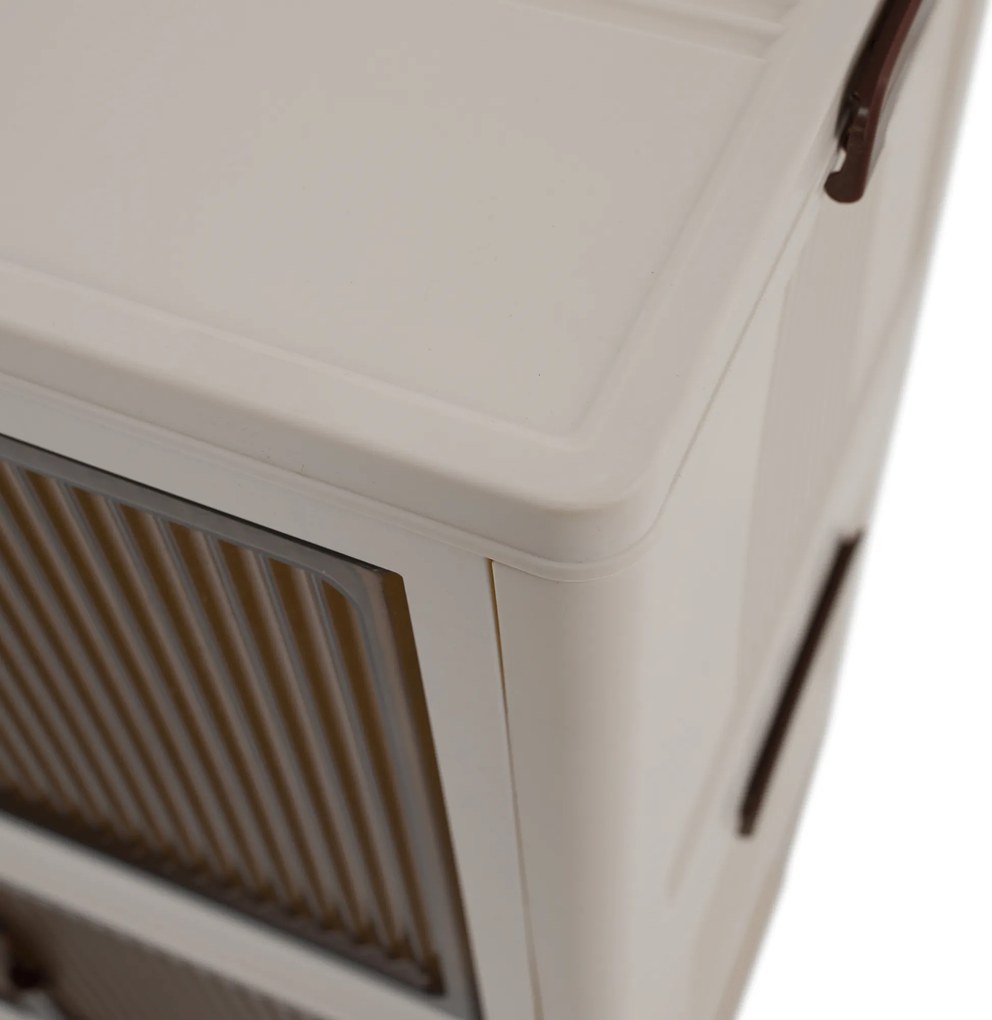 Összecsukható szekrény, fehér/barna, műanyag, POSA TYP 1