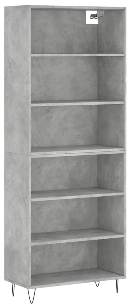 betonszürke szerelt fa magasszekrény 69,5x32,5x180 cm