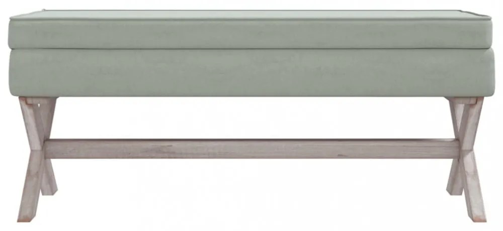 világosszürke bársony tárolóülőke 110 x 45 x 49 cm