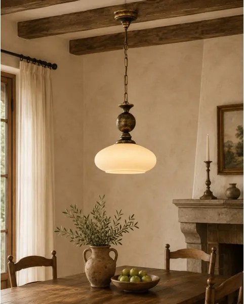 BRILAGI - Láncra függesztett MOLLERO csillár 1xE27/15W/230V, átm. 24 cm, bronz/patina