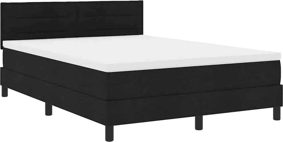 vidaXL Boxrugós ágy matracmal leddel Fekete 160 x 200 cm szövet