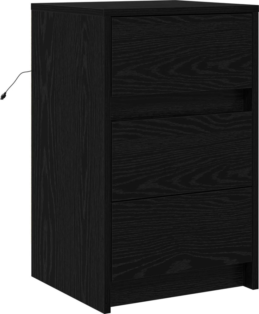 vidaXL Éjjeliszekrény fiókkal Fekete tölgy 38 x 34 x 61 cm Faanyag