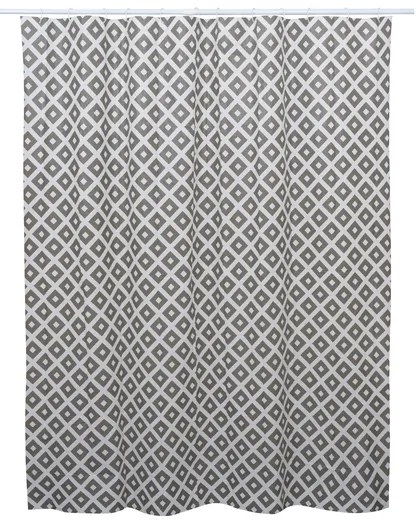 BISK Erga Peva, akasztós zuhanyfüggöny (12 db) 200x180 cm, szürke Kira mintás, ERG-08090