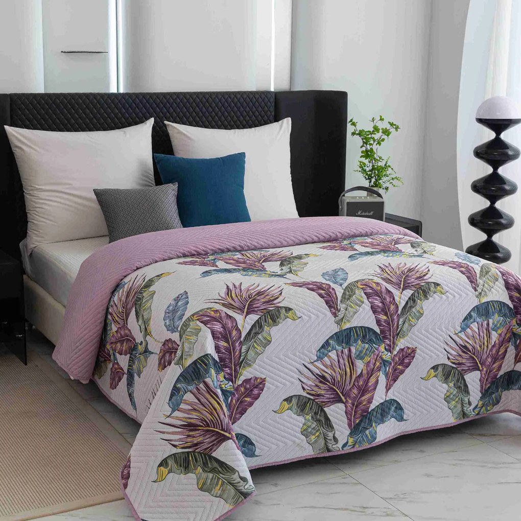 Ágytakaró TROPIC fehér / rózsaszín Méret: 220 x 240 cm