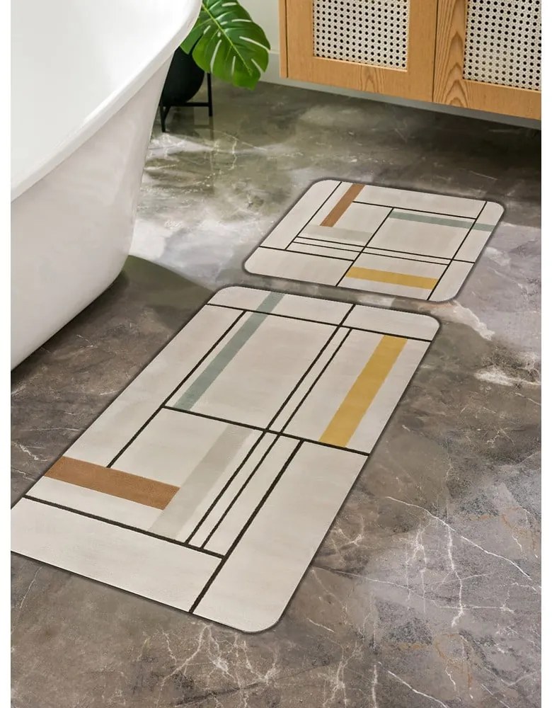 Világosbarna fürdőszobai kilépő szett 2 db-os 60x100 cm – Mila Home