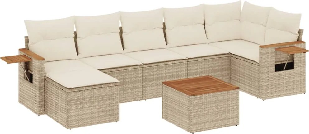 vidaXL 8 részes bézs polyrattan kerti ülőgarnitúra párnával