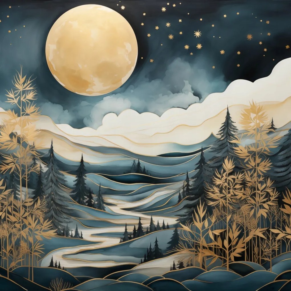 Poszter 100x100cm Az éjszakai erdő suttogásai