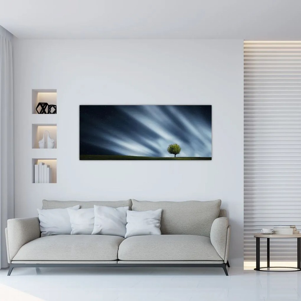 Az aurora borealis képe egy lápvidéken (120x50 cm)