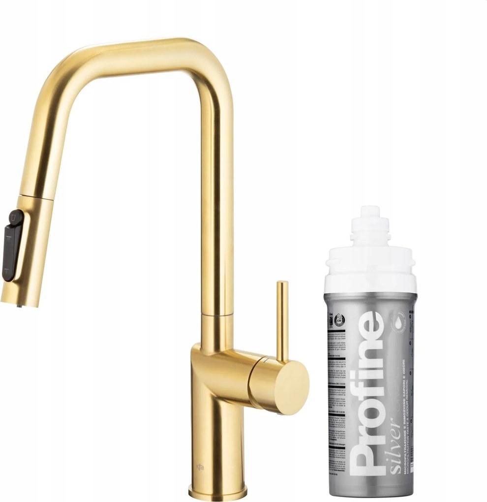 Kfa Duero Pure Style Konyhai Csaptelep Profine Silver S Szűrő, Szálcsiszolt Világos Arany