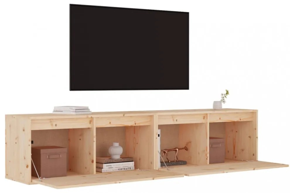 2 db tömör fenyőfa faliszekrény 80 x 30 x 35 cm