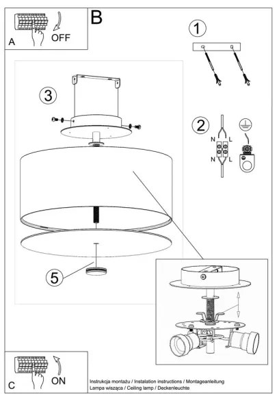 Sollux SL.0759 - Mennyezeti lámpa SKALA 3xE27/60W/230V átm. 30 cm fehér
