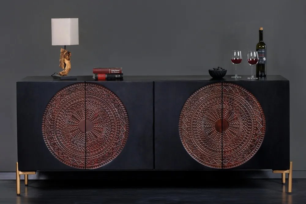 Design komód Fernanda 160 cm fekete mangó
