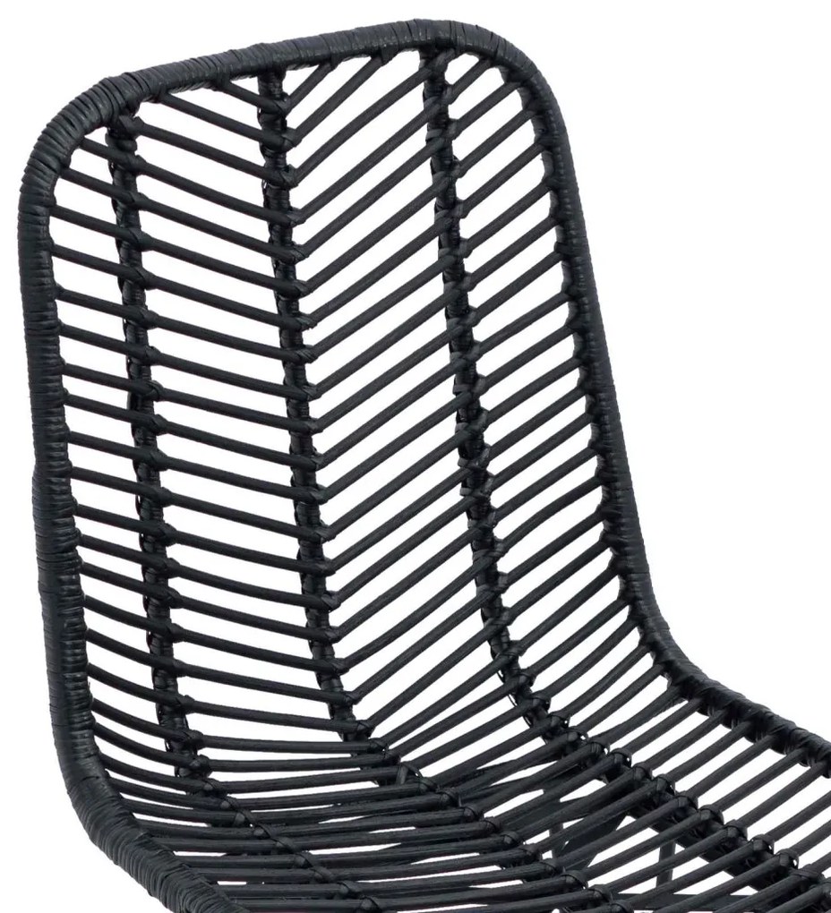 Étkezőszék 2 pcs Fekete 44.5 x 55 x 85 cm Rattan és Vas