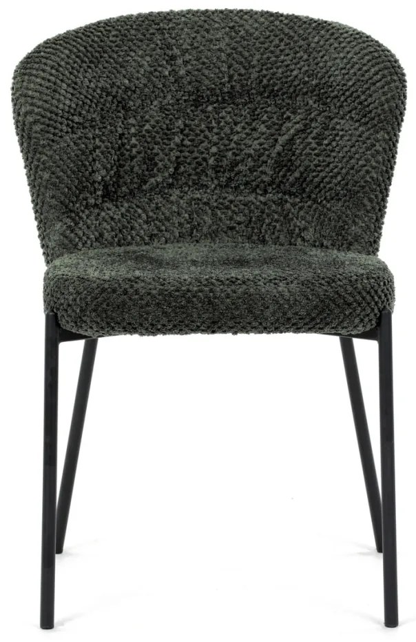 Scaun de sufragerie, rapițerie verde, picioare metalice negre