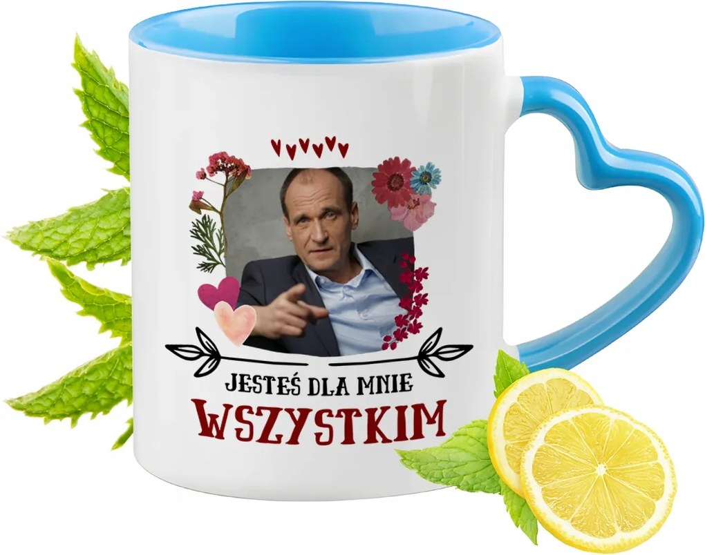 Pawel Kukiz Kék bögre szív alakú füllel Ajándék