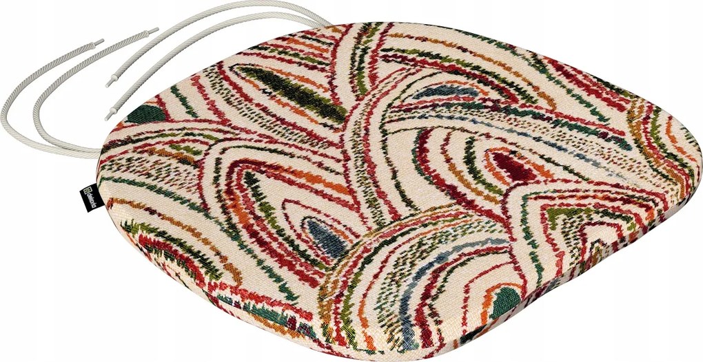 Bartek székpárna 40x37 piros-zöld ívek krémszínű alapon