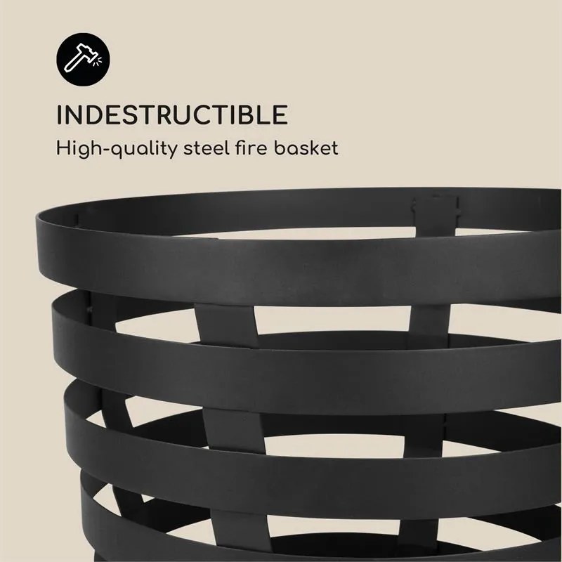 Blumfeldt Verus, tűzrakóhely, tűzrakó kosár, acél, stabilan álló, kemény, fekete