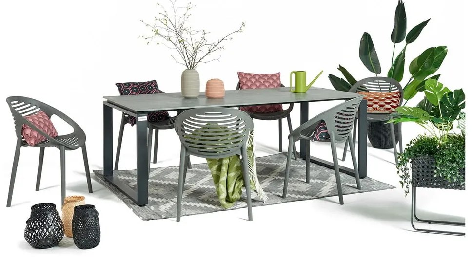 Joanna szürke 6 személyes kerti étkezőszett székekkel és Strong asztallal, 210 x 100 cm - Bonami Selection